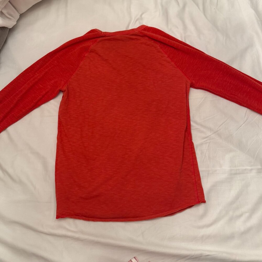 American Eagle Heritage T-Shirt M Thermal Pullover Knit Orange 100% Cotton - Picture 4 of 4